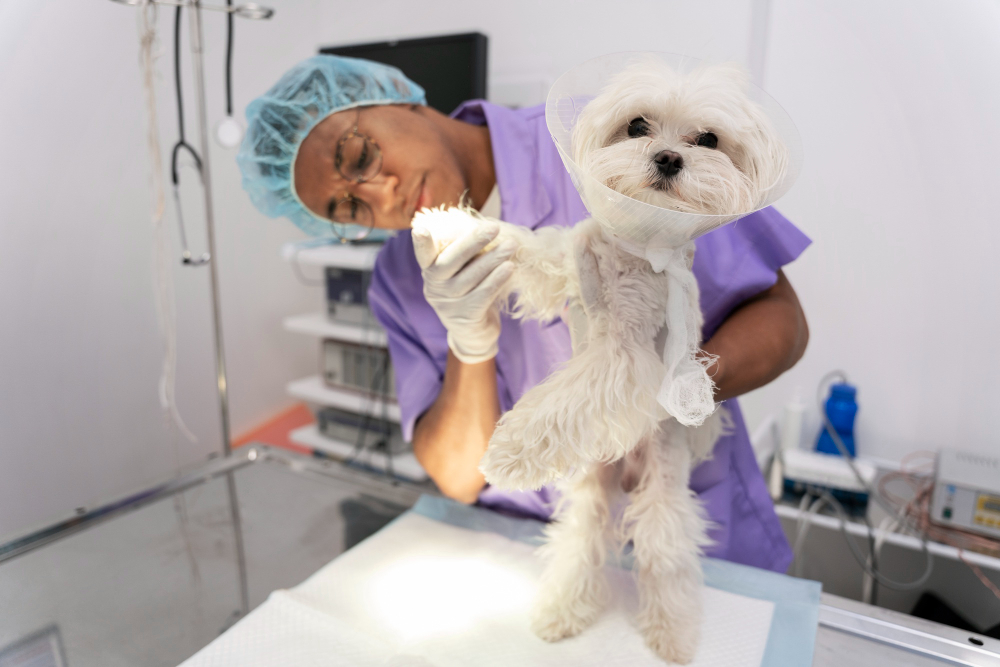 curso-auxiliar-clinico-veterinario-mirando-pata-perro
